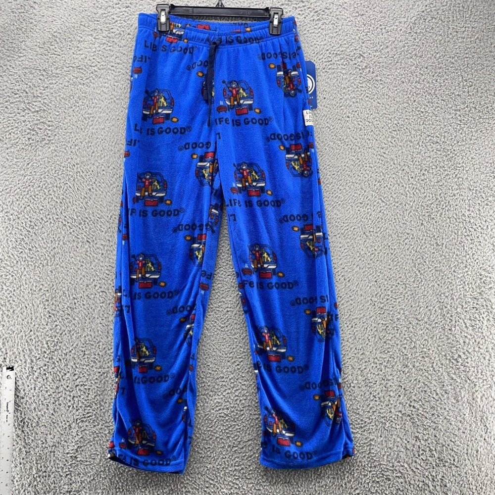 Good Life Sleeping PJ Boys Pants Medium Blue Dog Back Car Medium‎ Weight Fleece